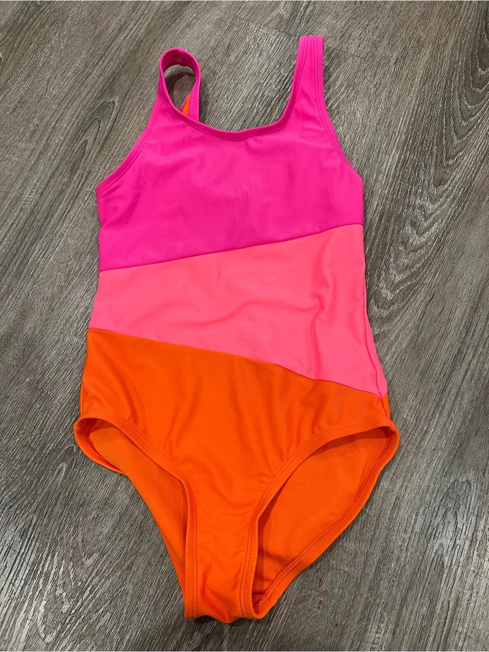 GAP Girls Colorblock One-Piece Swimsuit in Hot Pink, Neon Pink & Orange Size 🌊